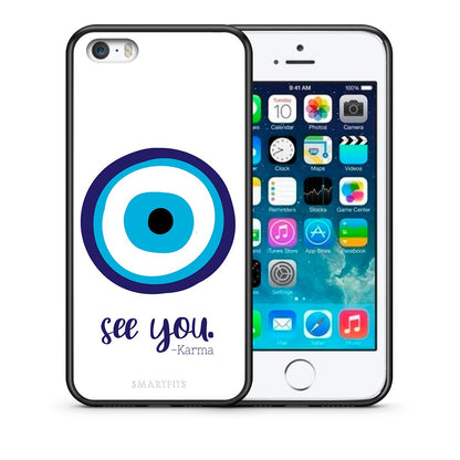Θήκη iPhone 5/5s/SE Karma Says από τη Smartfits με σχέδιο στο πίσω μέρος και μαύρο περίβλημα | iPhone 5/5s/SE Karma Says case with colorful back and black bezels
