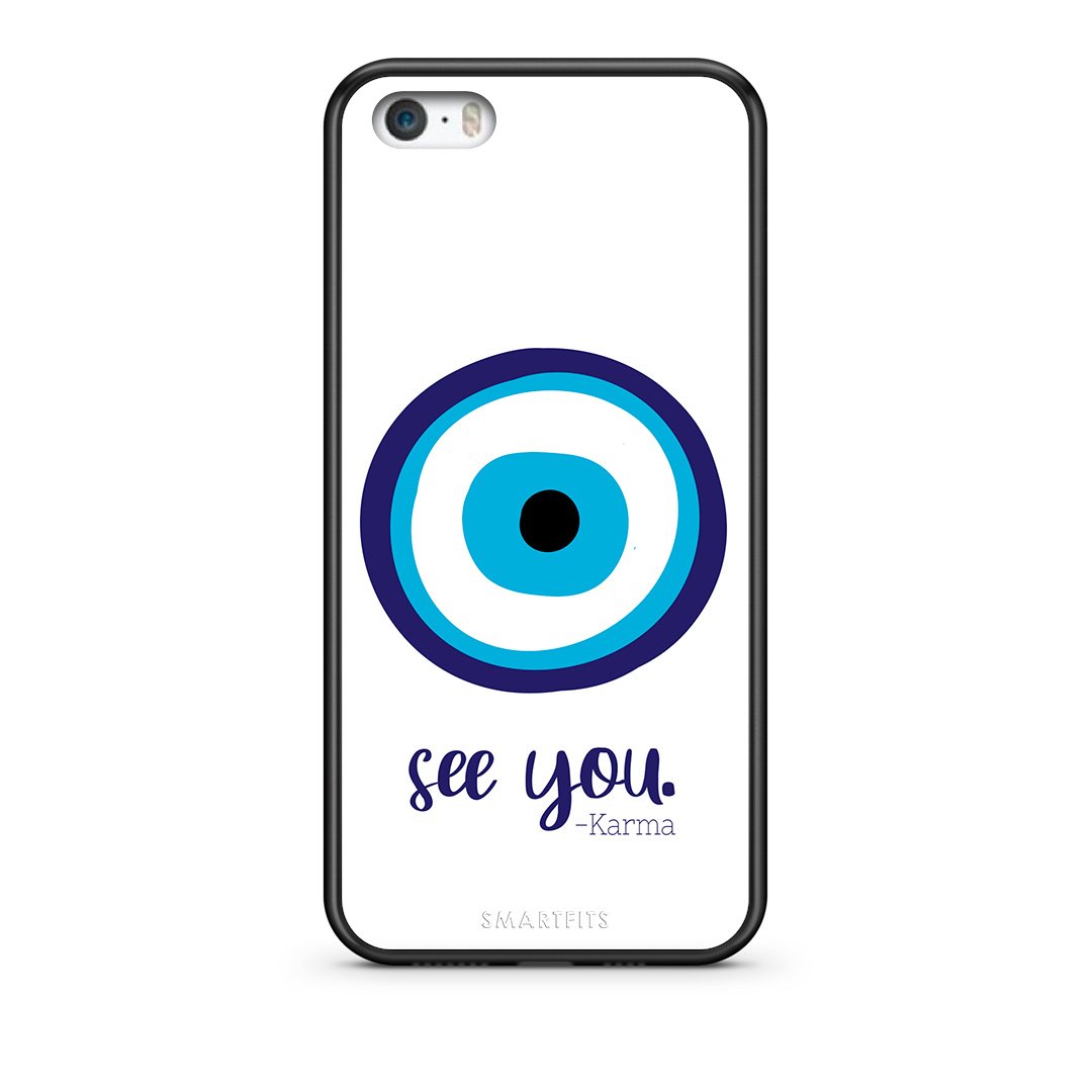 iPhone 5/5s/SE Karma Says θήκη από τη Smartfits με σχέδιο στο πίσω μέρος και μαύρο περίβλημα | Smartphone case with colorful back and black bezels by Smartfits