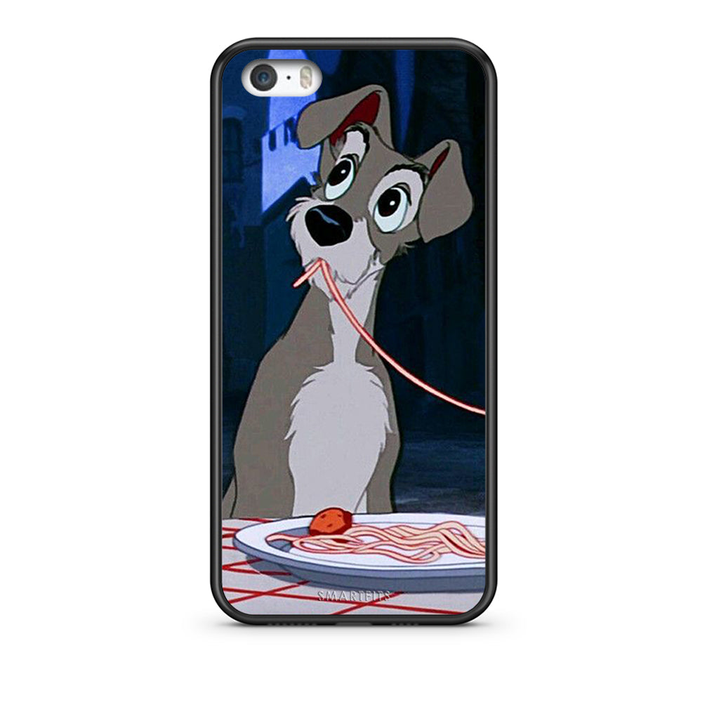 iPhone 5 / 5s / SE Lady And Tramp 1 Θήκη Αγίου Βαλεντίνου από τη Smartfits με σχέδιο στο πίσω μέρος και μαύρο περίβλημα | Smartphone case with colorful back and black bezels by Smartfits