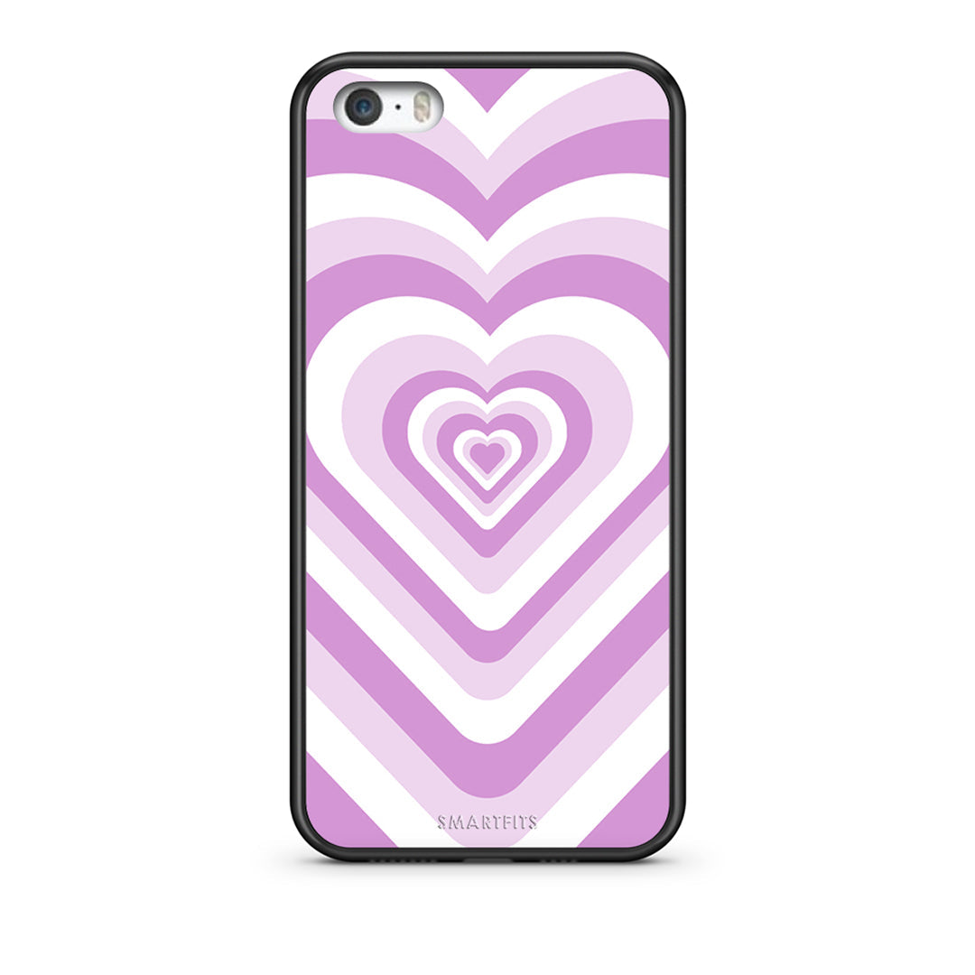iPhone 5/5s/SE Lilac Hearts θήκη από τη Smartfits με σχέδιο στο πίσω μέρος και μαύρο περίβλημα | Smartphone case with colorful back and black bezels by Smartfits