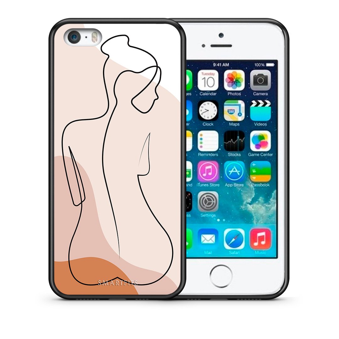 Θήκη iPhone 5/5s/SE LineArt Woman από τη Smartfits με σχέδιο στο πίσω μέρος και μαύρο περίβλημα | iPhone 5/5s/SE LineArt Woman case with colorful back and black bezels