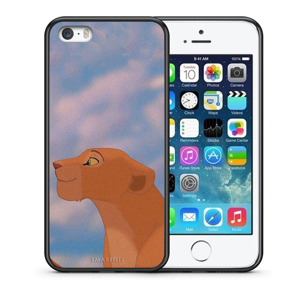Θήκη Αγίου Βαλεντίνου iPhone 5 / 5s / SE Lion Love 2 από τη Smartfits με σχέδιο στο πίσω μέρος και μαύρο περίβλημα | iPhone 5 / 5s / SE Lion Love 2 case with colorful back and black bezels