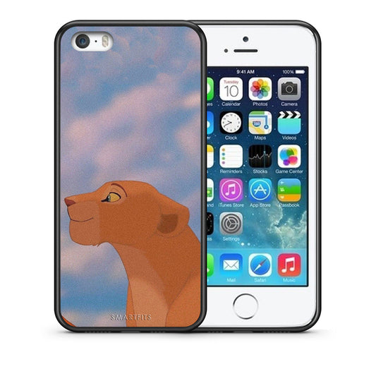 Θήκη Αγίου Βαλεντίνου iPhone 5 / 5s / SE Lion Love 2 από τη Smartfits με σχέδιο στο πίσω μέρος και μαύρο περίβλημα | iPhone 5 / 5s / SE Lion Love 2 case with colorful back and black bezels