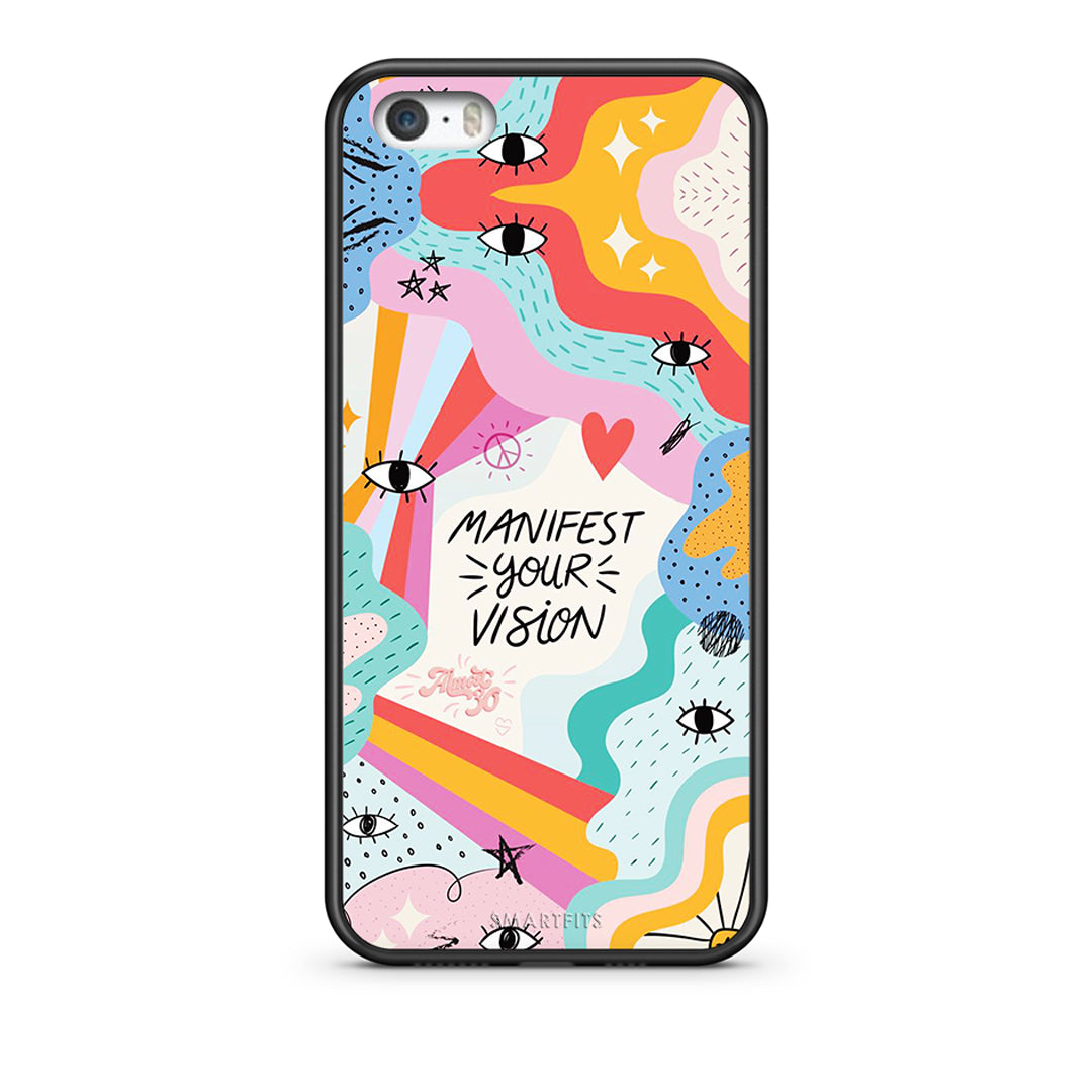 iPhone 5/5s/SE Manifest Your Vision θήκη από τη Smartfits με σχέδιο στο πίσω μέρος και μαύρο περίβλημα | Smartphone case with colorful back and black bezels by Smartfits