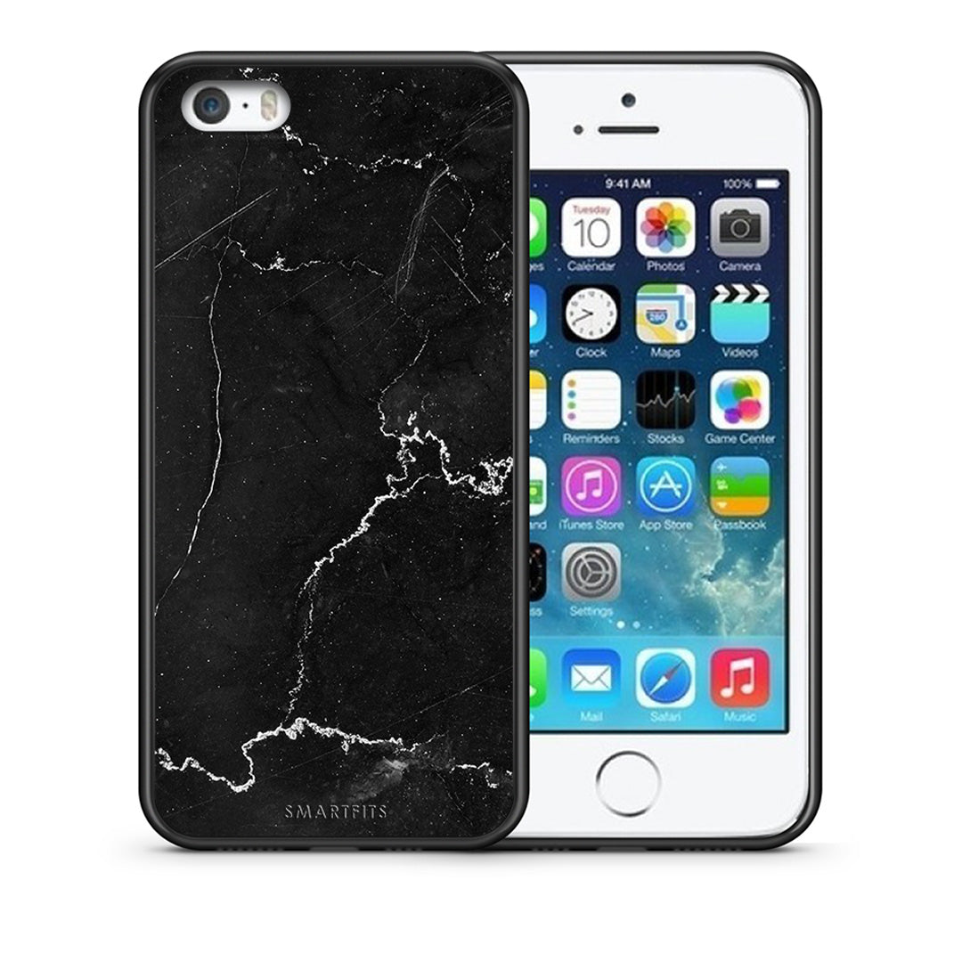 Θήκη iPhone 5/5s/SE Marble Black από τη Smartfits με σχέδιο στο πίσω μέρος και μαύρο περίβλημα | iPhone 5/5s/SE Marble Black case with colorful back and black bezels