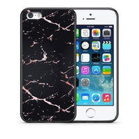 Thumbnail for Θήκη iPhone 5/5s/SE Black Rosegold Marble από τη Smartfits με σχέδιο στο πίσω μέρος και μαύρο περίβλημα | iPhone 5/5s/SE Black Rosegold Marble case with colorful back and black bezels