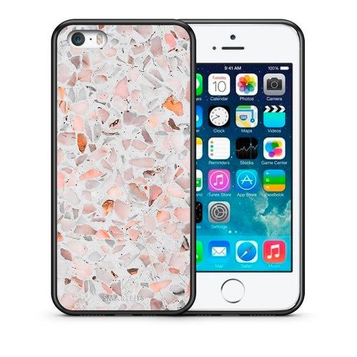 Θήκη iPhone 5/5s/SE Marble Terrazzo από τη Smartfits με σχέδιο στο πίσω μέρος και μαύρο περίβλημα | iPhone 5/5s/SE Marble Terrazzo case with colorful back and black bezels