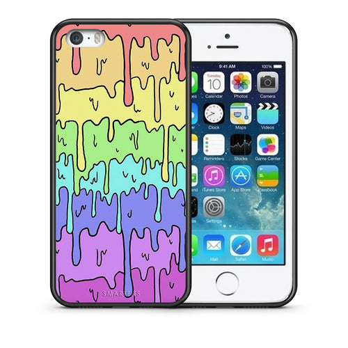 Θήκη iPhone 5/5s/SE Melting Rainbow από τη Smartfits με σχέδιο στο πίσω μέρος και μαύρο περίβλημα | iPhone 5/5s/SE Melting Rainbow case with colorful back and black bezels