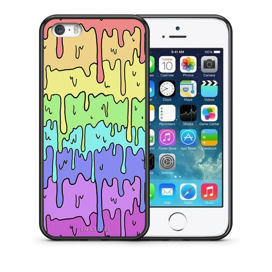 Θήκη iPhone 5/5s/SE Melting Rainbow από τη Smartfits με σχέδιο στο πίσω μέρος και μαύρο περίβλημα | iPhone 5/5s/SE Melting Rainbow case with colorful back and black bezels