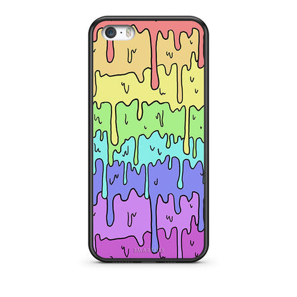 iPhone 5/5s/SE Melting Rainbow θήκη από τη Smartfits με σχέδιο στο πίσω μέρος και μαύρο περίβλημα | Smartphone case with colorful back and black bezels by Smartfits