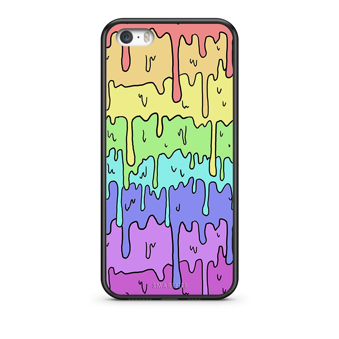 iPhone 5/5s/SE Melting Rainbow θήκη από τη Smartfits με σχέδιο στο πίσω μέρος και μαύρο περίβλημα | Smartphone case with colorful back and black bezels by Smartfits