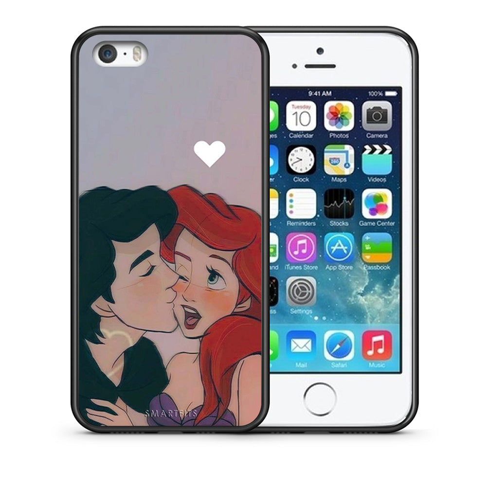 Θήκη Αγίου Βαλεντίνου iPhone 5 / 5s / SE Mermaid Love από τη Smartfits με σχέδιο στο πίσω μέρος και μαύρο περίβλημα | iPhone 5 / 5s / SE Mermaid Love case with colorful back and black bezels