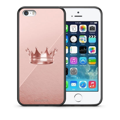 Θήκη iPhone 5/5s/SE Crown Minimal από τη Smartfits με σχέδιο στο πίσω μέρος και μαύρο περίβλημα | iPhone 5/5s/SE Crown Minimal case with colorful back and black bezels