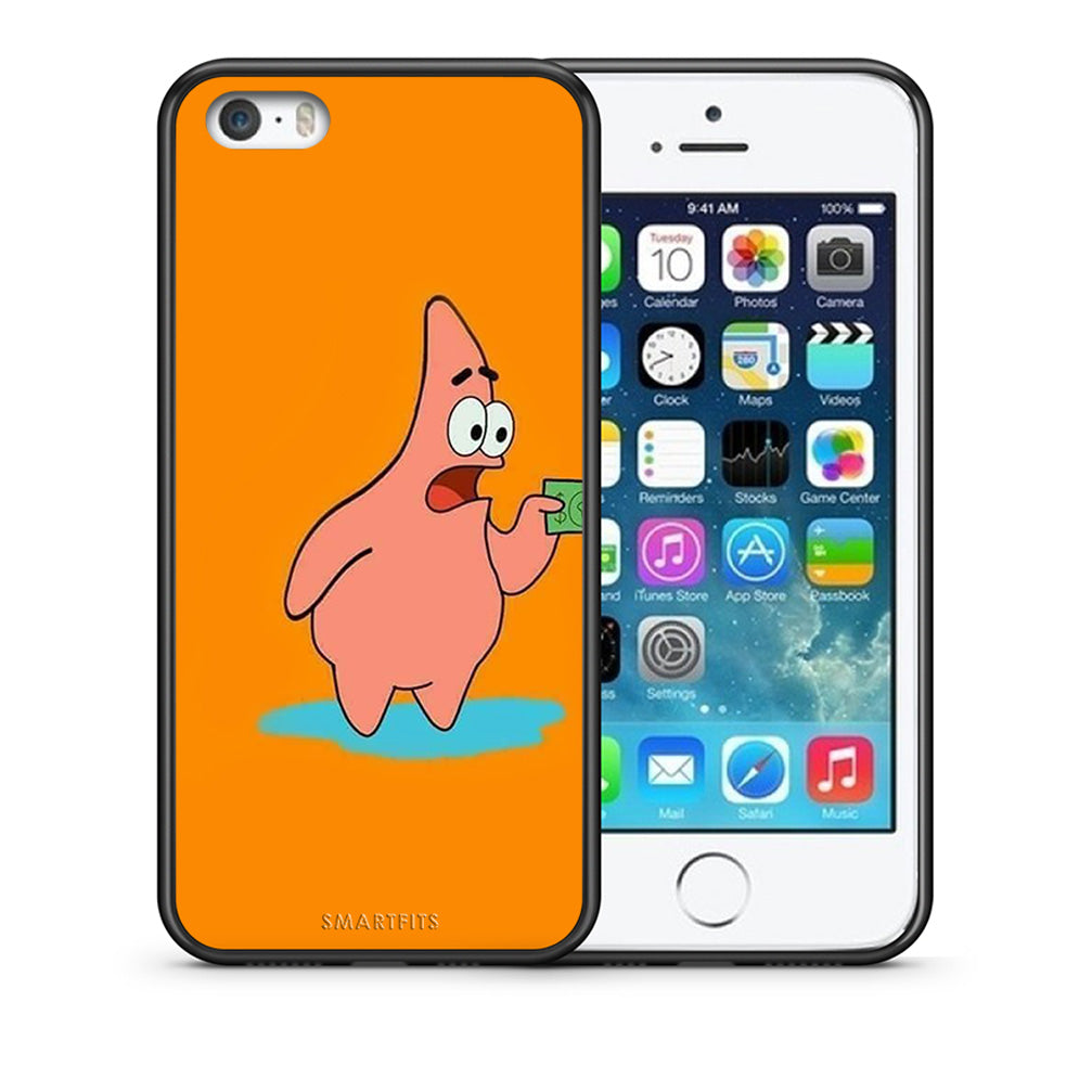 Θήκη Αγίου Βαλεντίνου iPhone 5 / 5s / SE No Money 1 από τη Smartfits με σχέδιο στο πίσω μέρος και μαύρο περίβλημα | iPhone 5 / 5s / SE No Money 1 case with colorful back and black bezels