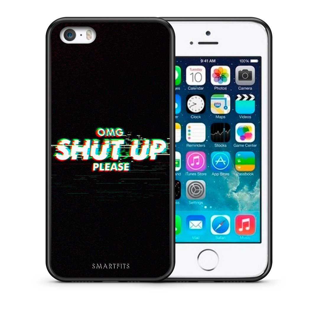 Θήκη iPhone 5/5s/SE OMG ShutUp από τη Smartfits με σχέδιο στο πίσω μέρος και μαύρο περίβλημα | iPhone 5/5s/SE OMG ShutUp case with colorful back and black bezels