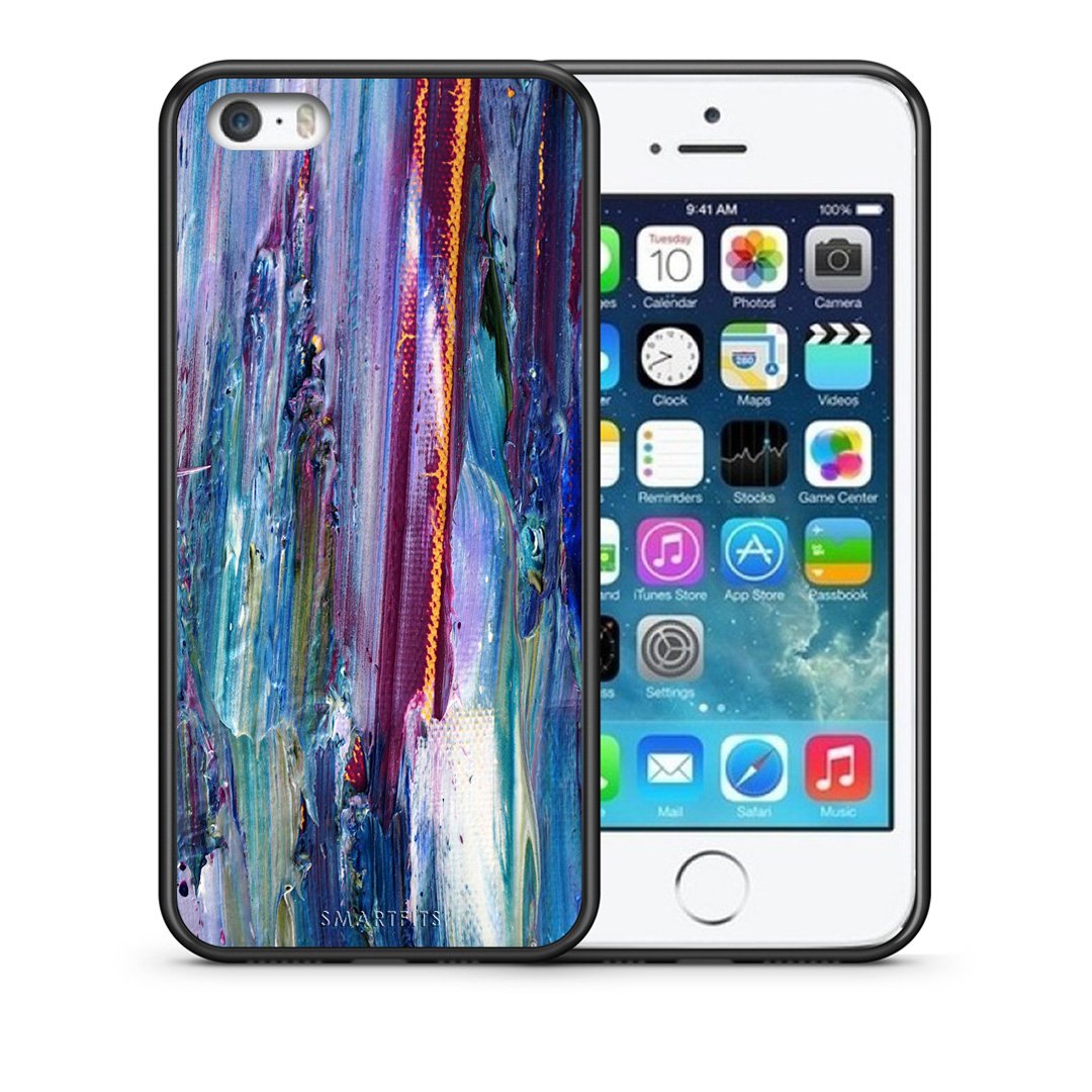 Θήκη iPhone 5/5s/SE Winter Paint από τη Smartfits με σχέδιο στο πίσω μέρος και μαύρο περίβλημα | iPhone 5/5s/SE Winter Paint case with colorful back and black bezels
