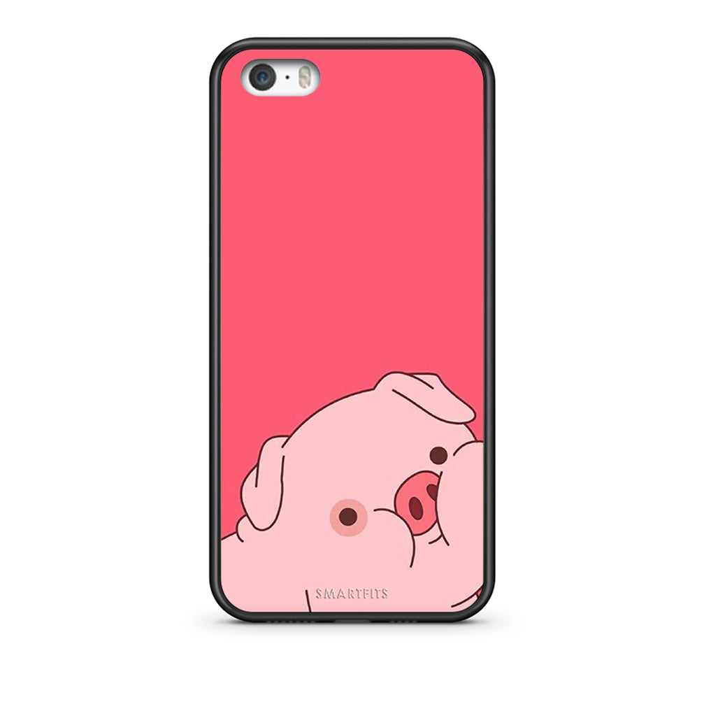 iPhone 5 / 5s / SE Pig Love 1 Θήκη Αγίου Βαλεντίνου από τη Smartfits με σχέδιο στο πίσω μέρος και μαύρο περίβλημα | Smartphone case with colorful back and black bezels by Smartfits