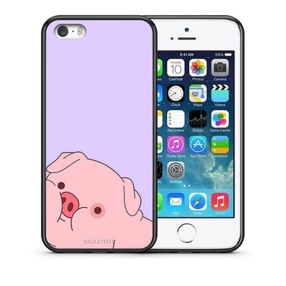 Θήκη Αγίου Βαλεντίνου iPhone 5 / 5s / SE Pig Love 2 από τη Smartfits με σχέδιο στο πίσω μέρος και μαύρο περίβλημα | iPhone 5 / 5s / SE Pig Love 2 case with colorful back and black bezels