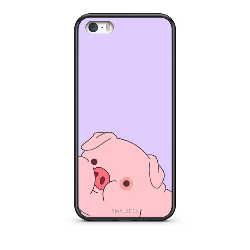iPhone 5 / 5s / SE Pig Love 2 Θήκη Αγίου Βαλεντίνου από τη Smartfits με σχέδιο στο πίσω μέρος και μαύρο περίβλημα | Smartphone case with colorful back and black bezels by Smartfits