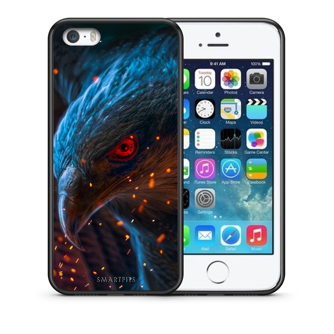 Θήκη iPhone 5/5s/SE Eagle PopArt από τη Smartfits με σχέδιο στο πίσω μέρος και μαύρο περίβλημα | iPhone 5/5s/SE Eagle PopArt case with colorful back and black bezels