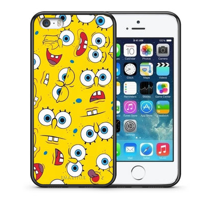 Θήκη iPhone 5/5s/SE Sponge PopArt από τη Smartfits με σχέδιο στο πίσω μέρος και μαύρο περίβλημα | iPhone 5/5s/SE Sponge PopArt case with colorful back and black bezels