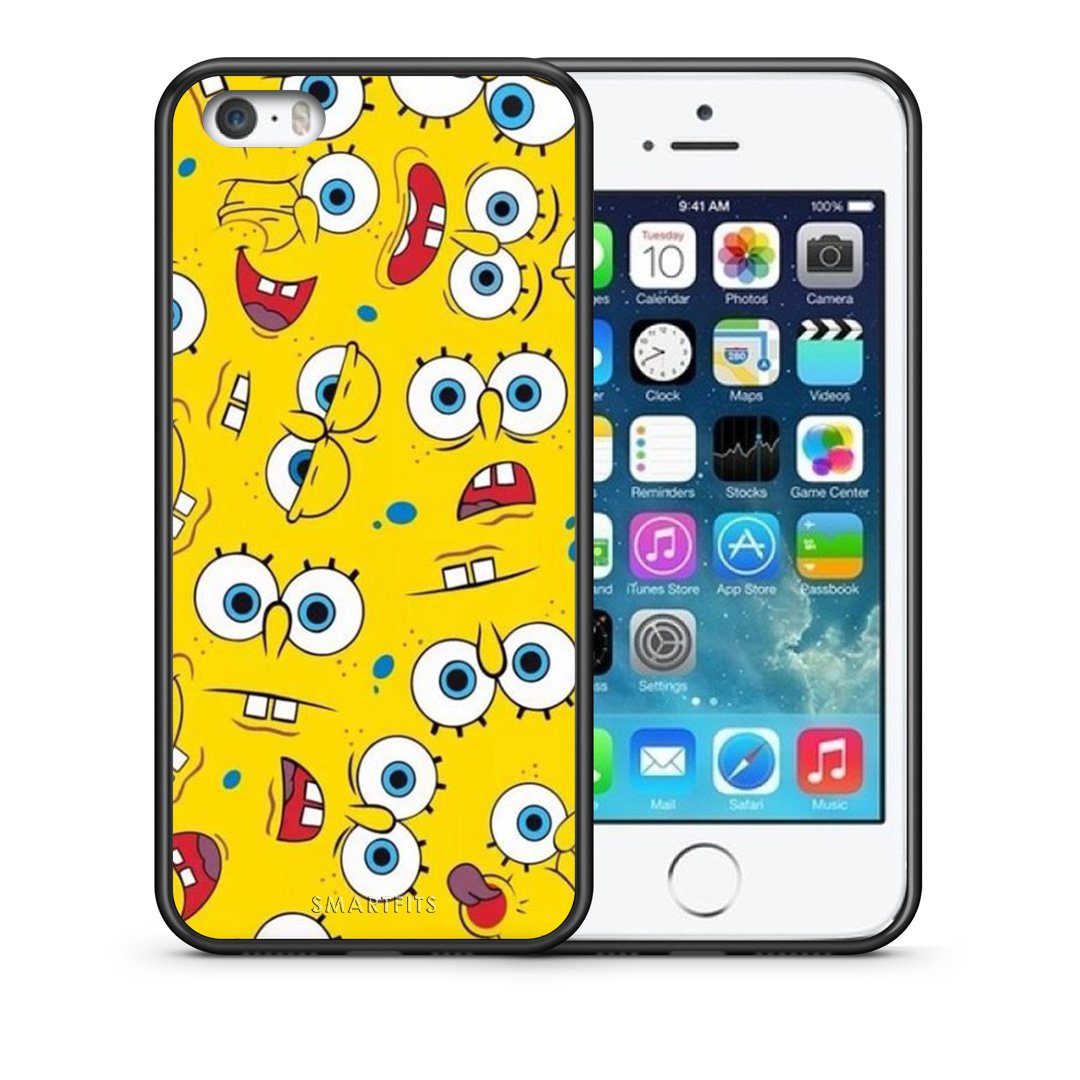 Θήκη iPhone 5/5s/SE Sponge PopArt από τη Smartfits με σχέδιο στο πίσω μέρος και μαύρο περίβλημα | iPhone 5/5s/SE Sponge PopArt case with colorful back and black bezels