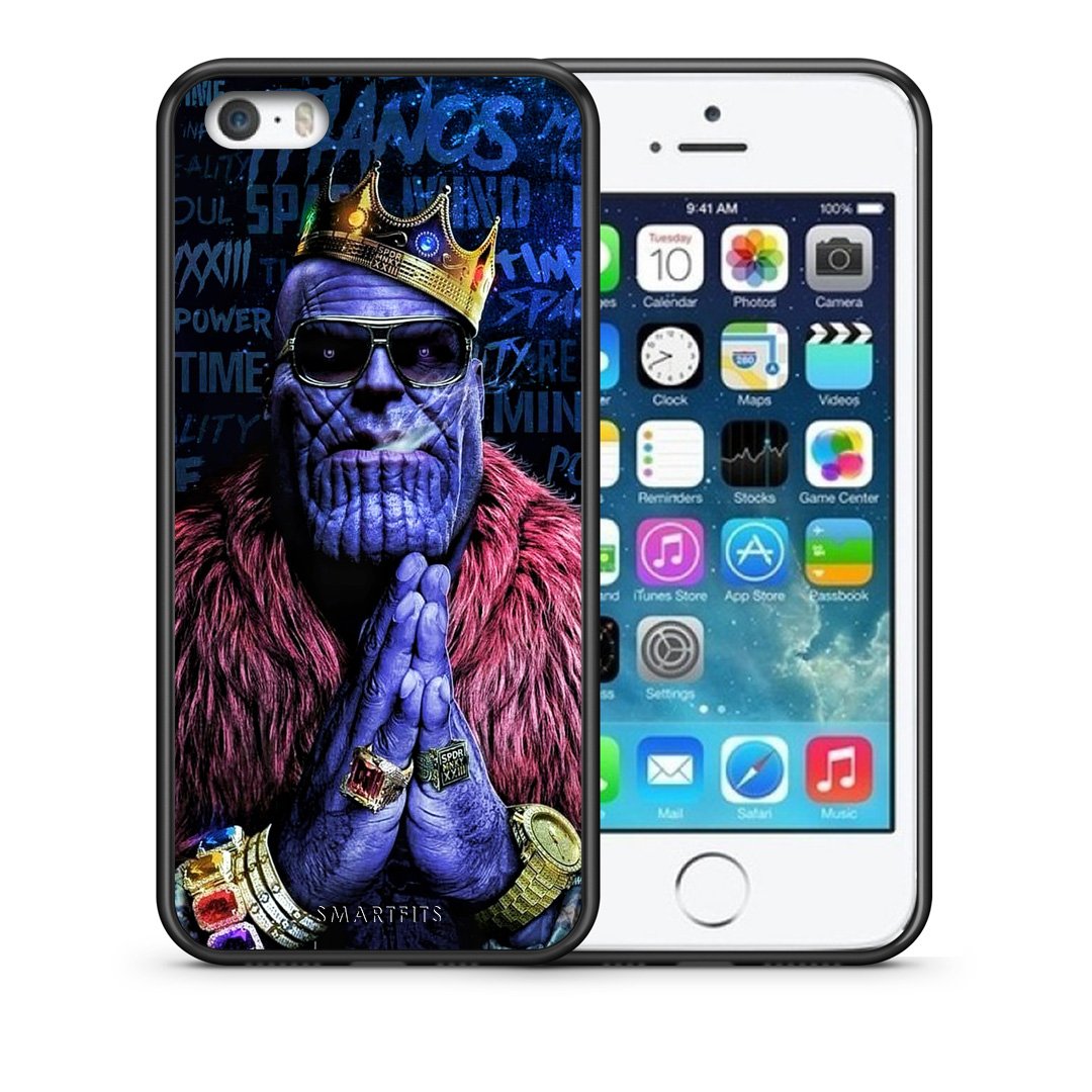 Θήκη iPhone 5/5s/SE Thanos PopArt από τη Smartfits με σχέδιο στο πίσω μέρος και μαύρο περίβλημα | iPhone 5/5s/SE Thanos PopArt case with colorful back and black bezels