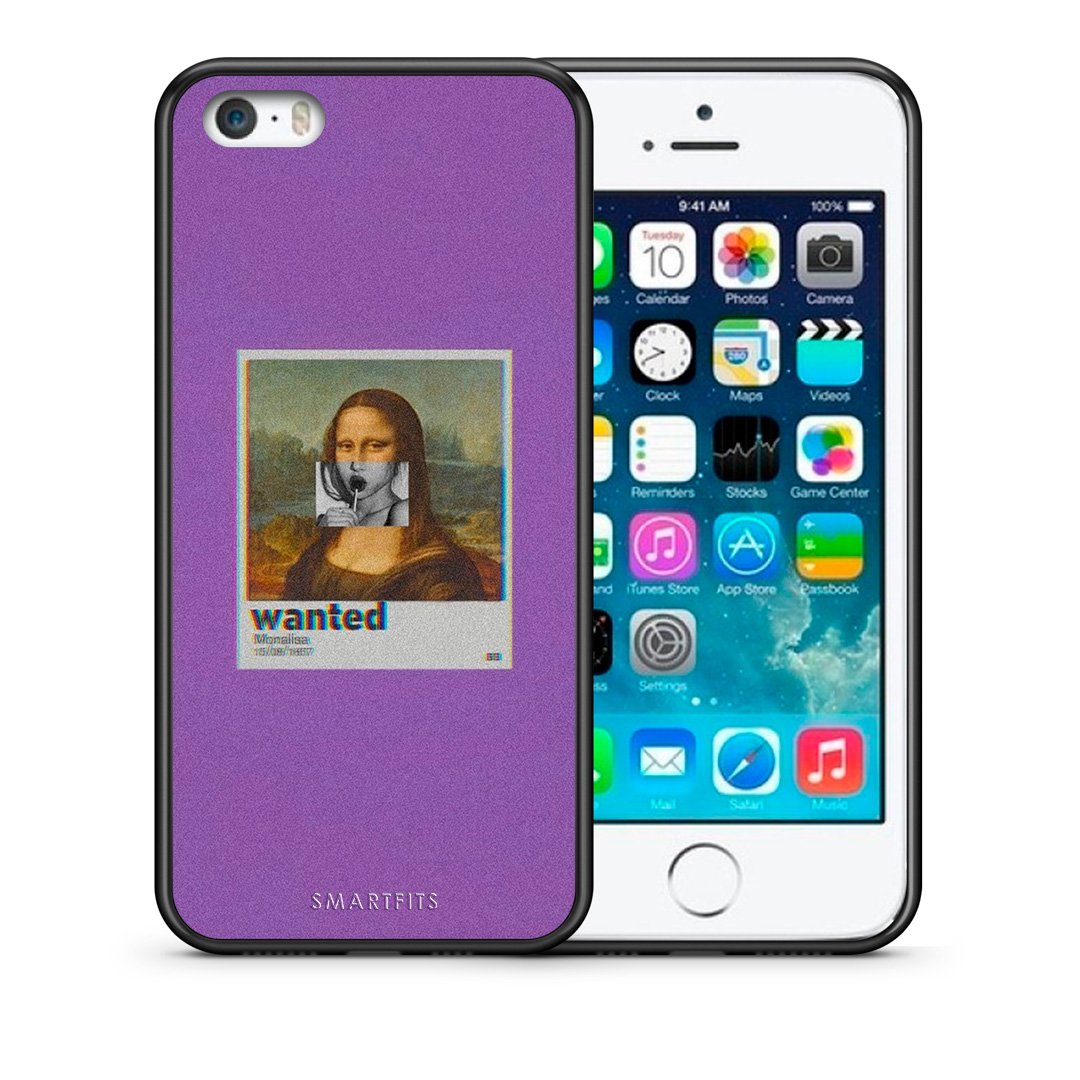 Θήκη iPhone 5/5s/SE Monalisa Popart από τη Smartfits με σχέδιο στο πίσω μέρος και μαύρο περίβλημα | iPhone 5/5s/SE Monalisa Popart case with colorful back and black bezels