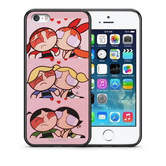 Θήκη Αγίου Βαλεντίνου iPhone 5 / 5s / SE Puff Love από τη Smartfits με σχέδιο στο πίσω μέρος και μαύρο περίβλημα | iPhone 5 / 5s / SE Puff Love case with colorful back and black bezels