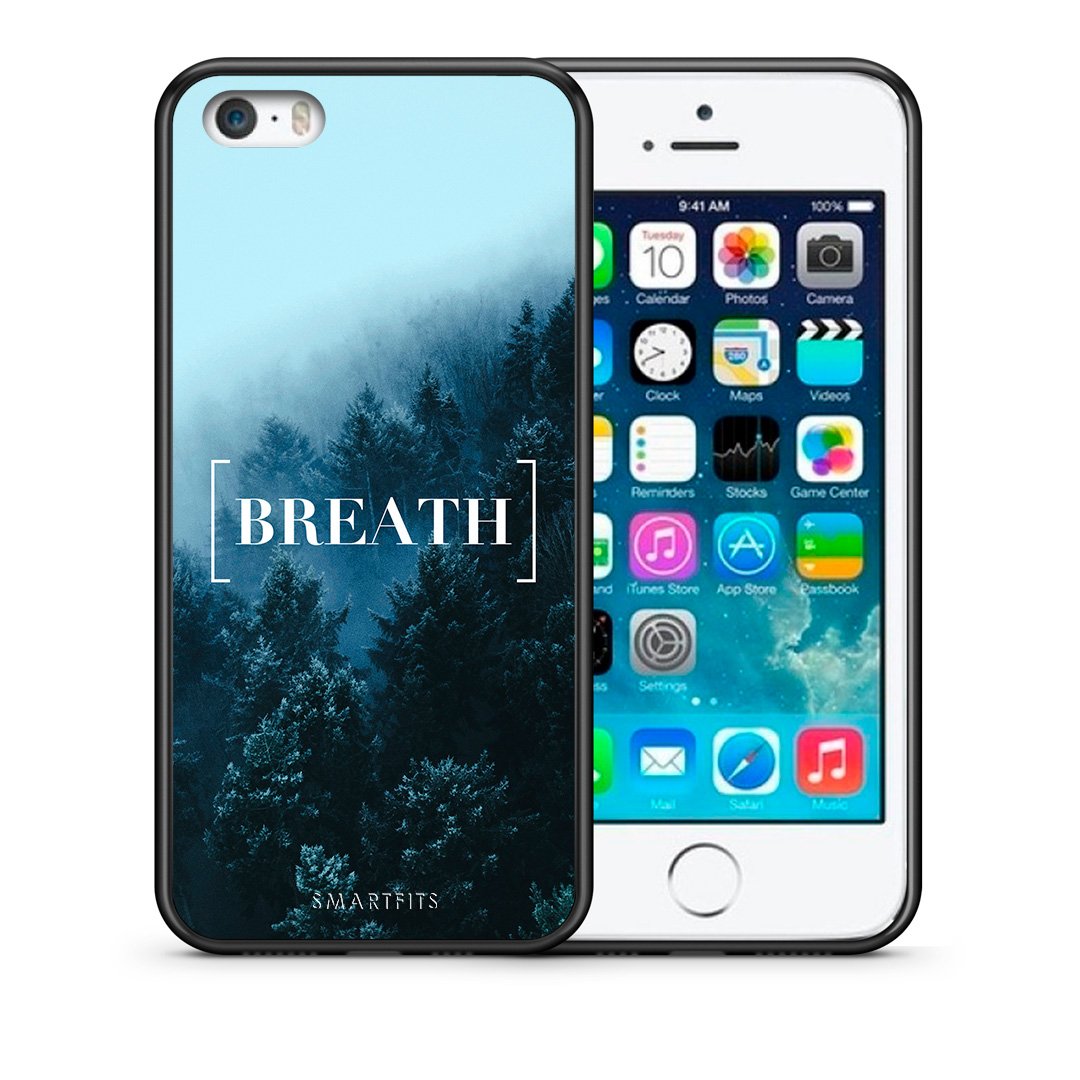 Θήκη iPhone 5/5s/SE Breath Quote από τη Smartfits με σχέδιο στο πίσω μέρος και μαύρο περίβλημα | iPhone 5/5s/SE Breath Quote case with colorful back and black bezels