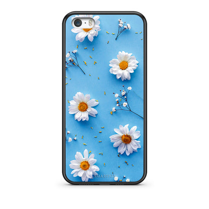 iPhone 5/5s/SE Real Daisies θήκη από τη Smartfits με σχέδιο στο πίσω μέρος και μαύρο περίβλημα | Smartphone case with colorful back and black bezels by Smartfits