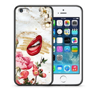 Thumbnail for Θήκη iPhone 5/5s/SE Red Lips από τη Smartfits με σχέδιο στο πίσω μέρος και μαύρο περίβλημα | iPhone 5/5s/SE Red Lips case with colorful back and black bezels