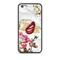 Thumbnail for iPhone 5/5s/SE Red Lips θήκη από τη Smartfits με σχέδιο στο πίσω μέρος και μαύρο περίβλημα | Smartphone case with colorful back and black bezels by Smartfits
