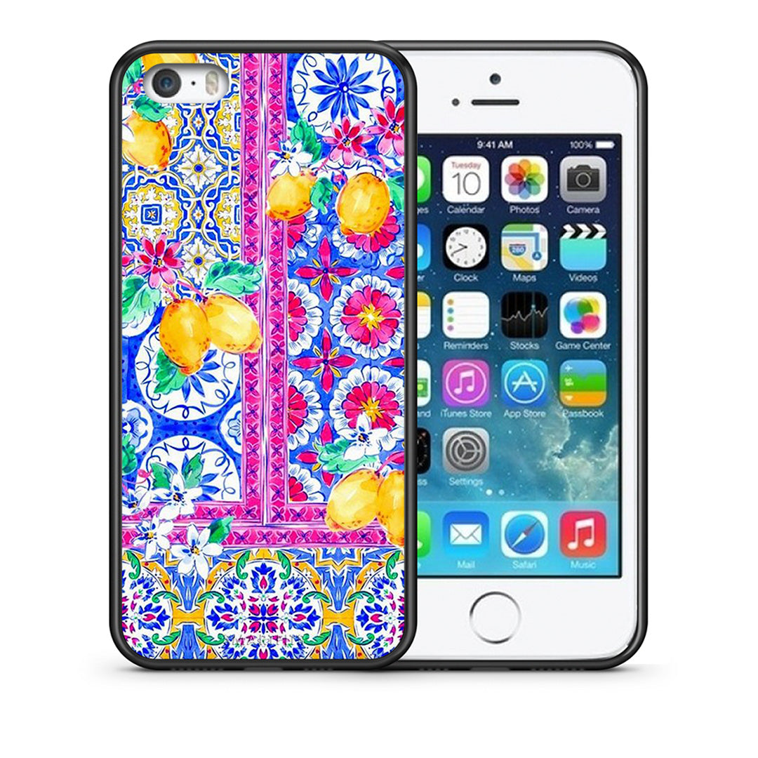 Θήκη iPhone 5/5s/SE Retro Spring από τη Smartfits με σχέδιο στο πίσω μέρος και μαύρο περίβλημα | iPhone 5/5s/SE Retro Spring case with colorful back and black bezels