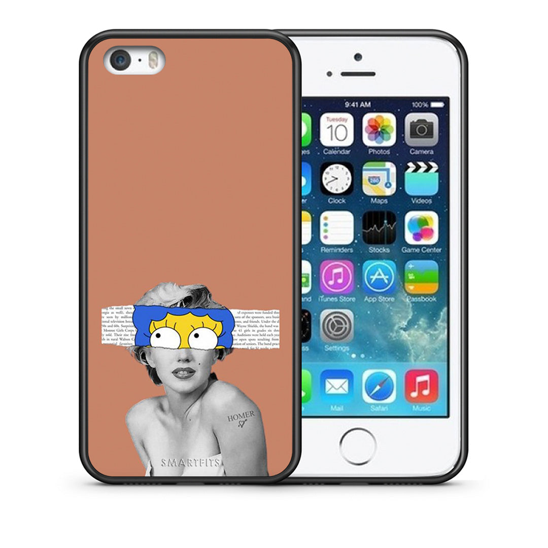 Θήκη iPhone 5/5s/SE Sim Merilyn από τη Smartfits με σχέδιο στο πίσω μέρος και μαύρο περίβλημα | iPhone 5/5s/SE Sim Merilyn case with colorful back and black bezels