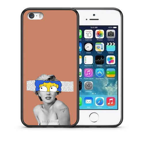 Θήκη iPhone 5/5s/SE Sim Merilyn από τη Smartfits με σχέδιο στο πίσω μέρος και μαύρο περίβλημα | iPhone 5/5s/SE Sim Merilyn case with colorful back and black bezels