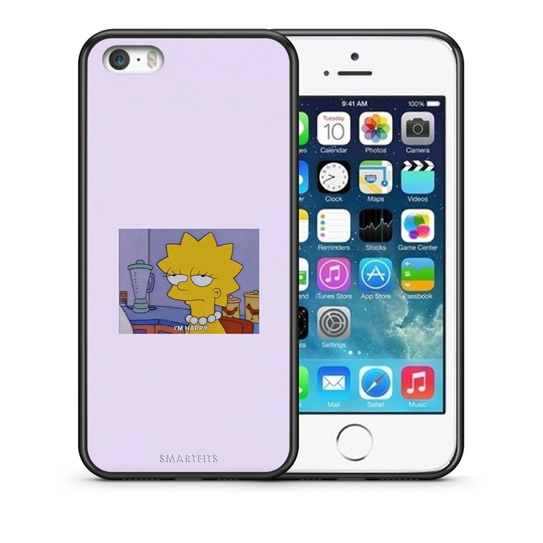 Θήκη iPhone 5/5s/SE So Happy από τη Smartfits με σχέδιο στο πίσω μέρος και μαύρο περίβλημα | iPhone 5/5s/SE So Happy case with colorful back and black bezels