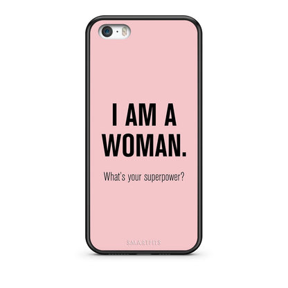 iPhone 5/5s/SE Superpower Woman θήκη από τη Smartfits με σχέδιο στο πίσω μέρος και μαύρο περίβλημα | Smartphone case with colorful back and black bezels by Smartfits