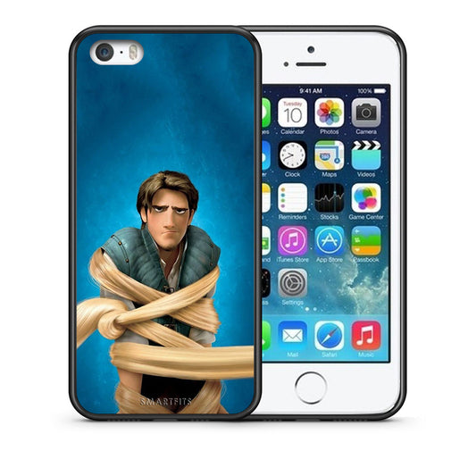 Θήκη Αγίου Βαλεντίνου iPhone 5 / 5s / SE Tangled 1 από τη Smartfits με σχέδιο στο πίσω μέρος και μαύρο περίβλημα | iPhone 5 / 5s / SE Tangled 1 case with colorful back and black bezels
