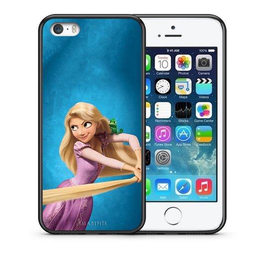 Θήκη Αγίου Βαλεντίνου iPhone 5 / 5s / SE Tangled 2 από τη Smartfits με σχέδιο στο πίσω μέρος και μαύρο περίβλημα | iPhone 5 / 5s / SE Tangled 2 case with colorful back and black bezels