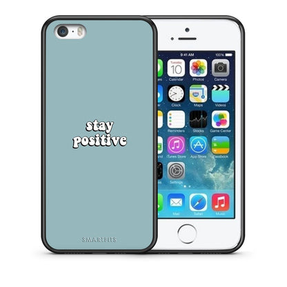 Θήκη iPhone 5/5s/SE Positive Text από τη Smartfits με σχέδιο στο πίσω μέρος και μαύρο περίβλημα | iPhone 5/5s/SE Positive Text case with colorful back and black bezels