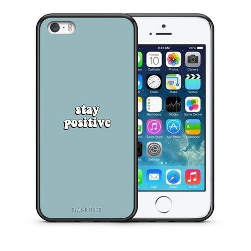 Θήκη iPhone 5/5s/SE Positive Text από τη Smartfits με σχέδιο στο πίσω μέρος και μαύρο περίβλημα | iPhone 5/5s/SE Positive Text case with colorful back and black bezels