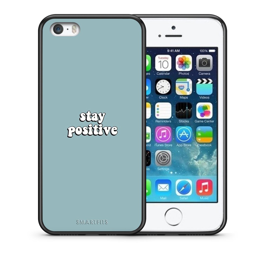 Θήκη iPhone 5/5s/SE Positive Text από τη Smartfits με σχέδιο στο πίσω μέρος και μαύρο περίβλημα | iPhone 5/5s/SE Positive Text case with colorful back and black bezels
