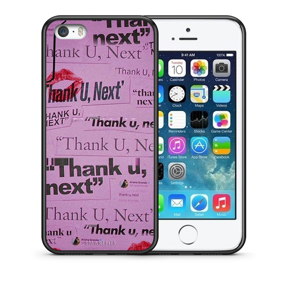 Θήκη Αγίου Βαλεντίνου iPhone 5 / 5s / SE Thank You Next από τη Smartfits με σχέδιο στο πίσω μέρος και μαύρο περίβλημα | iPhone 5 / 5s / SE Thank You Next case with colorful back and black bezels