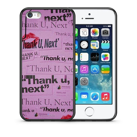 Θήκη Αγίου Βαλεντίνου iPhone 5 / 5s / SE Thank You Next από τη Smartfits με σχέδιο στο πίσω μέρος και μαύρο περίβλημα | iPhone 5 / 5s / SE Thank You Next case with colorful back and black bezels