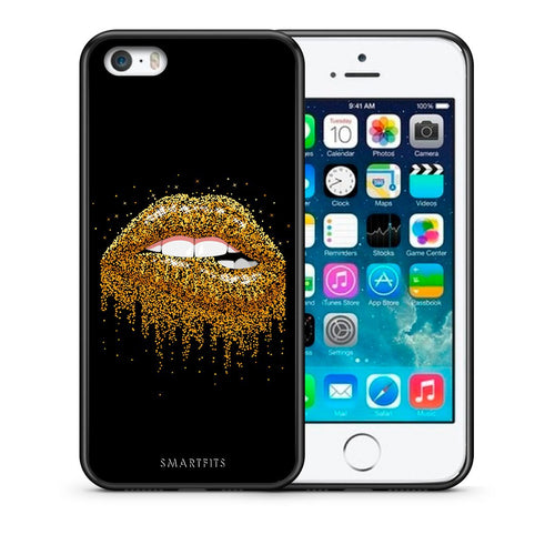 Θήκη iPhone 5/5s/SE Golden Valentine από τη Smartfits με σχέδιο στο πίσω μέρος και μαύρο περίβλημα | iPhone 5/5s/SE Golden Valentine case with colorful back and black bezels
