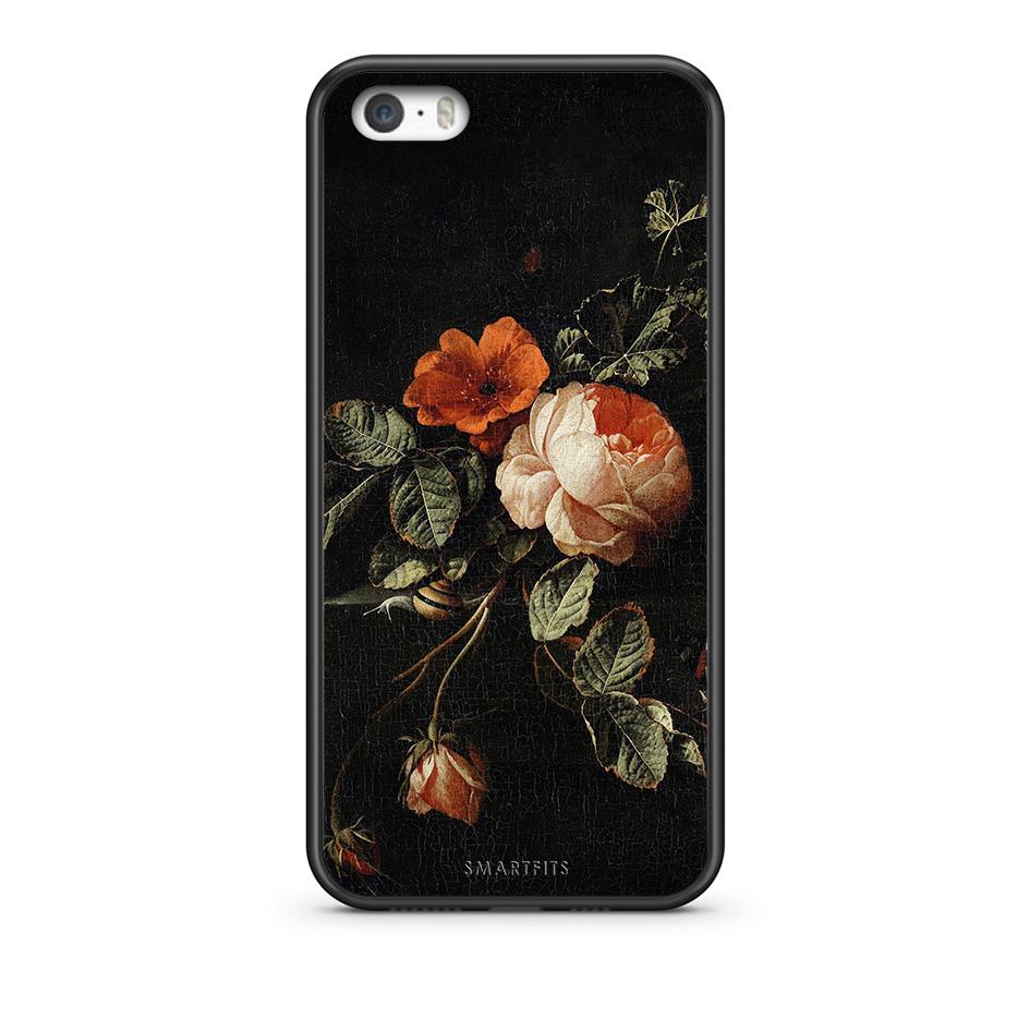 iPhone 5/5s/SE Vintage Roses θήκη από τη Smartfits με σχέδιο στο πίσω μέρος και μαύρο περίβλημα | Smartphone case with colorful back and black bezels by Smartfits