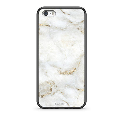iPhone 5/5s/SE White Gold Marble θήκη από τη Smartfits με σχέδιο στο πίσω μέρος και μαύρο περίβλημα | Smartphone case with colorful back and black bezels by Smartfits