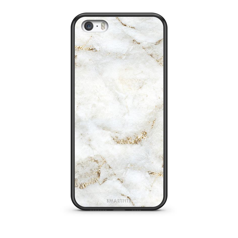 iPhone 5/5s/SE White Gold Marble θήκη από τη Smartfits με σχέδιο στο πίσω μέρος και μαύρο περίβλημα | Smartphone case with colorful back and black bezels by Smartfits