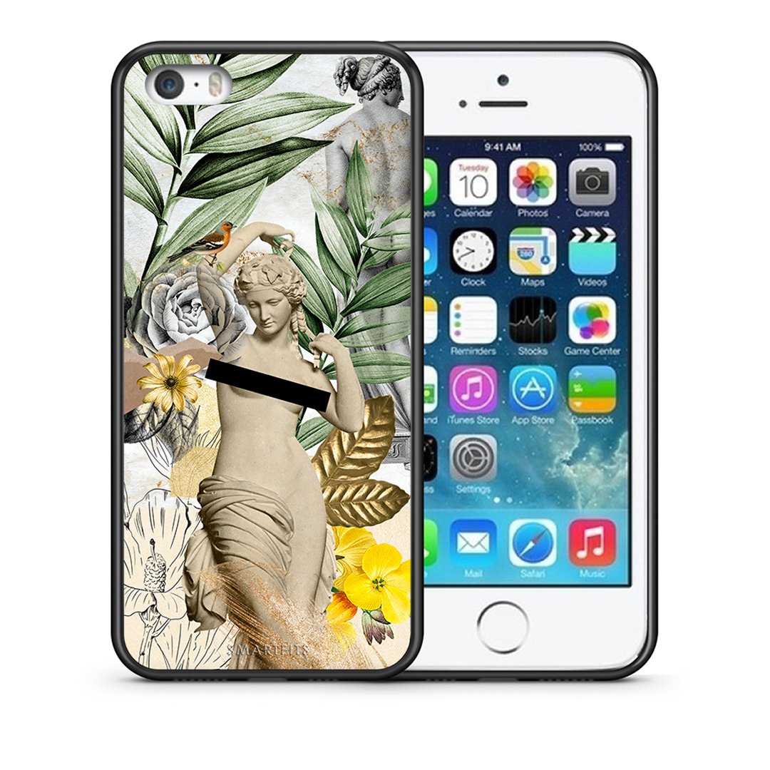Θήκη iPhone 5/5s/SE Woman Statue από τη Smartfits με σχέδιο στο πίσω μέρος και μαύρο περίβλημα | iPhone 5/5s/SE Woman Statue case with colorful back and black bezels